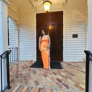 Stunning Orange Strapless Gown